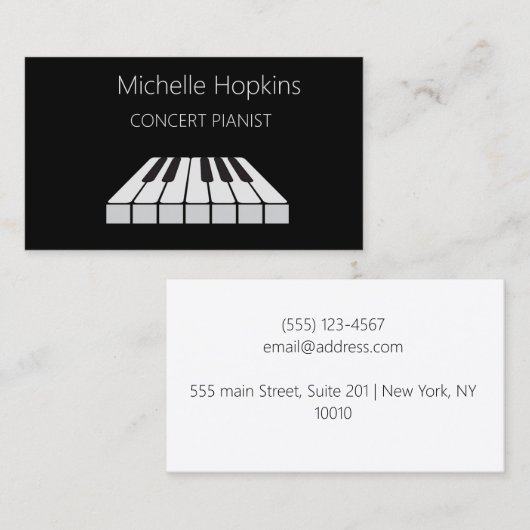 Muziekleraar Elegant Piano Keys-oproepkaart Contactkaartje (Voorkant / Achterkant)