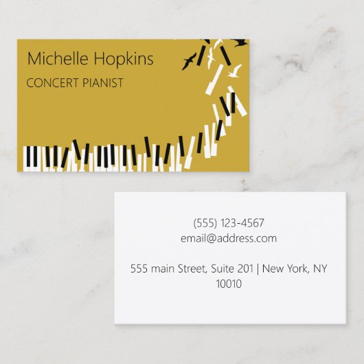 Muziekleraar Elegant Piano Keys-oproepkaart Contactkaartje (Voorkant / Achterkant)
