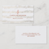 Muziekleraar Elegant roos gouden sleutel Visitekaartje (Voorkant / Achterkant)