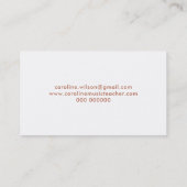 Muziekleraar Elegant roos gouden sleutel Visitekaartje (Achterkant)