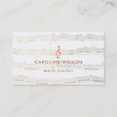 Muziekleraar Elegant roos gouden sleutel Visitekaartje (Voorkant)