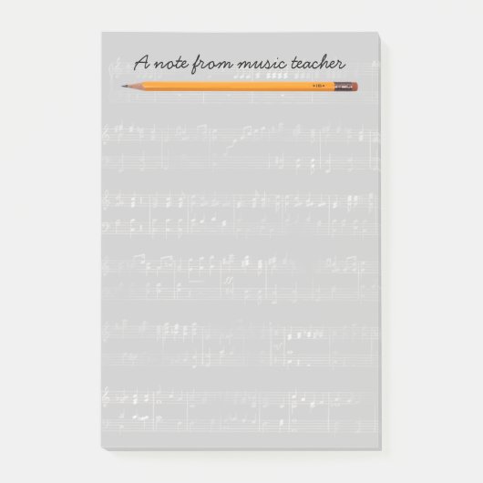 Muziekleraar Elegant Silver Musical Post-it® Notes (Voorkant)