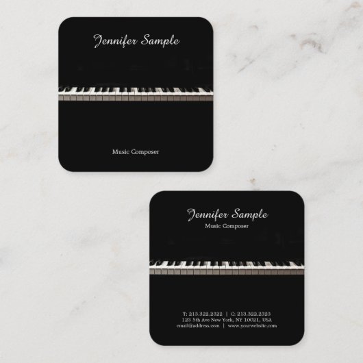 Muziekleraar Elegant Sjabloon Modern Vierkante Visitekaartje (Voorkant / Achterkant)