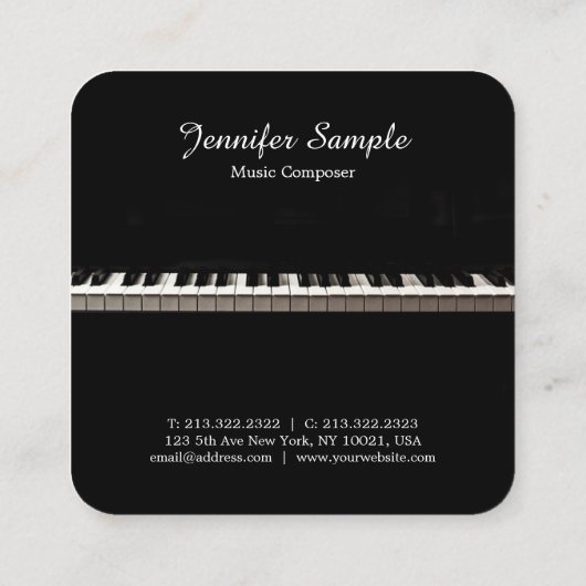 Muziekleraar Elegant Sjabloon Modern Vierkante Visitekaartje (Achterkant)