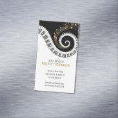 Muziekleraar | Elegant Spiral Clack White Piano Magnetisch Visitekaartje (Voorbeeld)