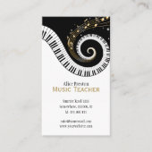 Muziekleraar | Elegant Spiral Clack White Piano Visitekaartje (Voorkant)