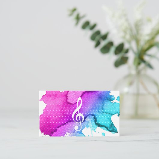 Muziekleraar Elegant Waterverf Modern Visitekaartje (Staand voorkant)