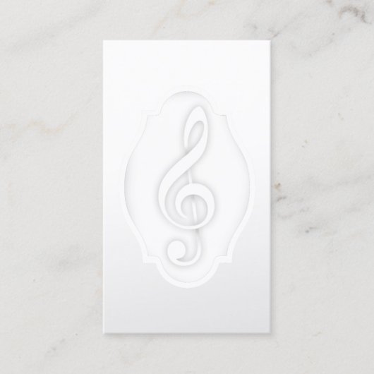Muziekleraar Elegant White Treble Clef Musical Visitekaartje (Voorkant)