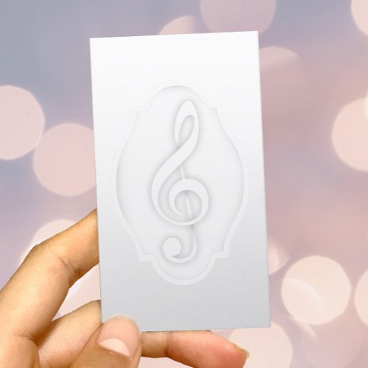 Muziekleraar Elegant White Treble Clef Musical Visitekaartje