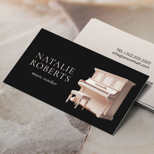 Muziekleraar Elegante Witte Piano Zwart Musical Visitekaartje