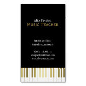 Muziekleraar | Elegante zwarte gouden piano Magnetisch Visitekaartje (Voorkant Verticaal)