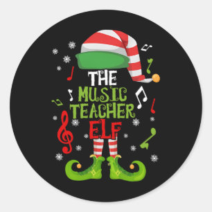 Muziekleraar Elf Kerstmis Familie Matching Xmas G Ronde Sticker