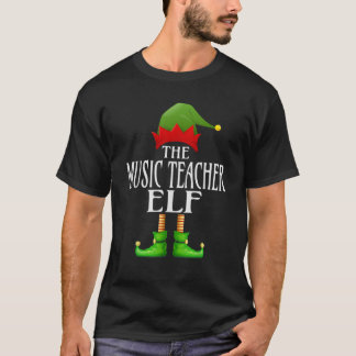 Muziekleraar Elf Xmas Funny Family Matching Group T-shirt