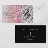 muziekleraar faux glitter sprankelend effect visitekaartje (Voorkant / Achterkant)