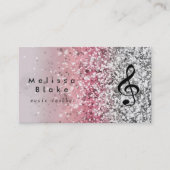 muziekleraar faux glitter sprankelend effect visitekaartje (Voorkant)