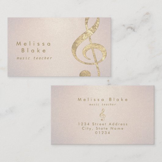 Muziekleraar Faux Gold folie Treble op glitter Visitekaartje (Voorkant / Achterkant)