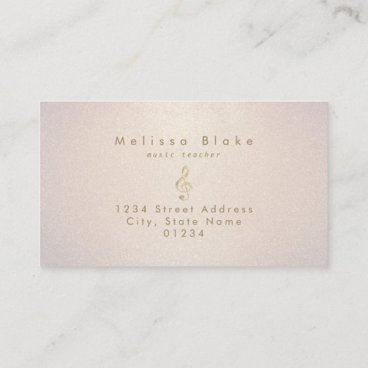 Muziekleraar Faux Gold folie Treble op glitter Visitekaartje (Achterkant)