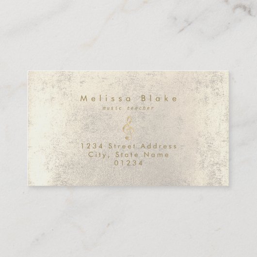 Muziekleraar Faux Gold folie Treble Visitekaartje (Achterkant)