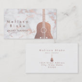 muziekleraar faux roos gold guitar op marmer visitekaartje (Voorkant / Achterkant)