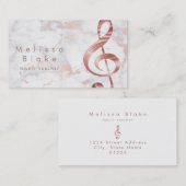 Muziekleraar Faux roos Gold Treble op marmer Visitekaartje (Voorkant / Achterkant)