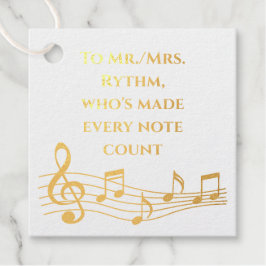 Muziekleraar Folie Gift Label - "Elke noot telt"