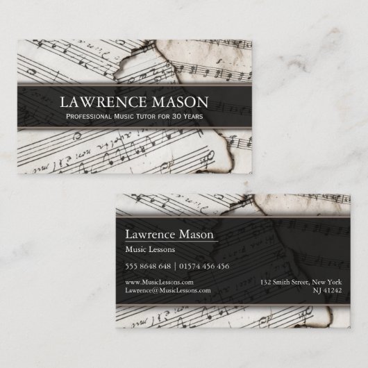 Muziekleraar Foto van blad Music - Visitekaartje (Voorkant / Achterkant)