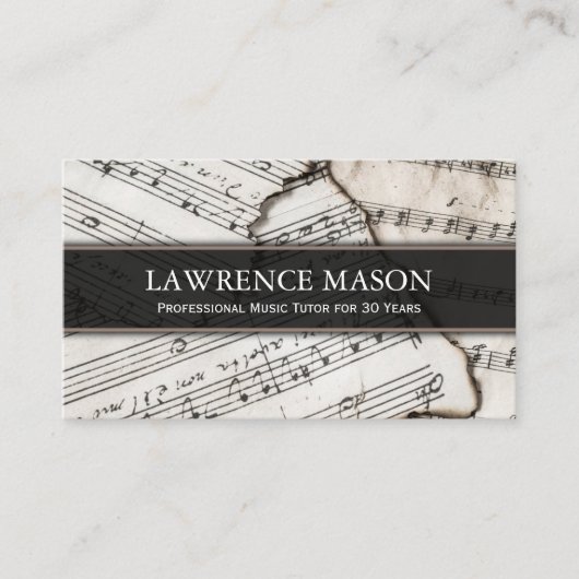 Muziekleraar Foto van blad Music - Visitekaartje (Voorkant)