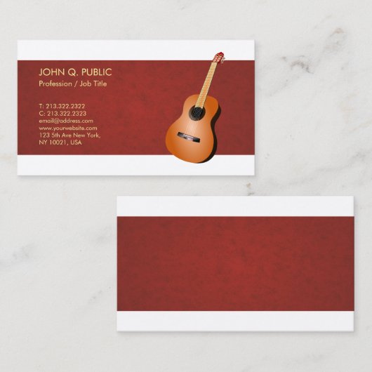 Muziekleraar gitaar Elegant Silk Finish Luxe Visitekaartje (Voorkant / Achterkant)