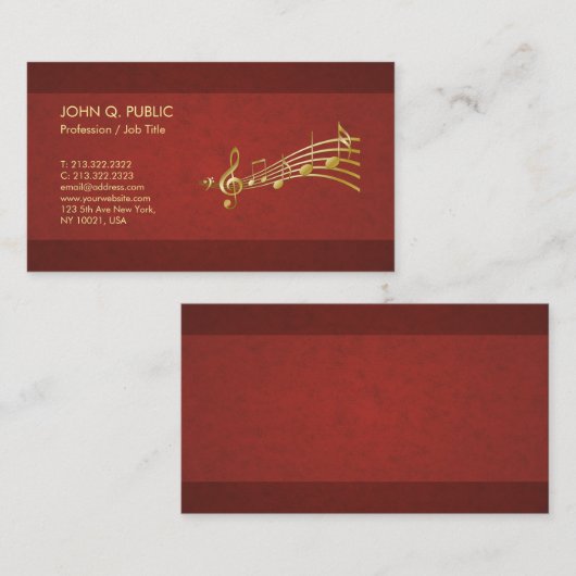 Muziekleraar Gitaar Elegante Zijde Afwerking Luxe Visitekaartje (Voorkant / Achterkant)