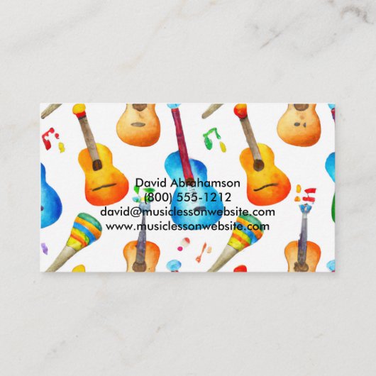 Muziekleraar gitaar leraar Mariachi Band Visitekaartje (Achterkant)