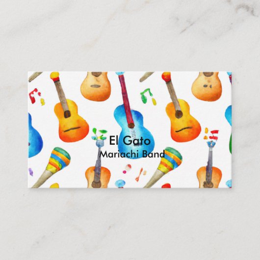 Muziekleraar gitaar leraar Mariachi Band Visitekaartje (Voorkant)