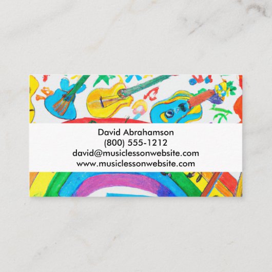 Muziekleraar gitaar leraar piano lerarenles visitekaartje (Achterkant)