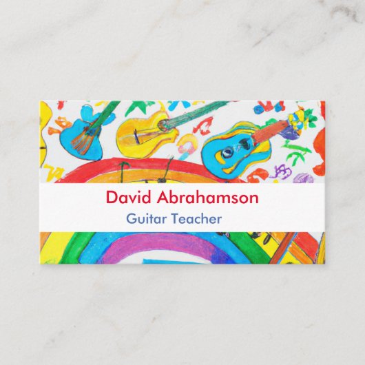 Muziekleraar gitaar leraar piano lerarenles visitekaartje (Voorkant)