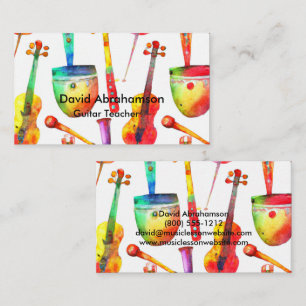 Muziekleraar gitaar leraar piano lerarenles visitekaartje