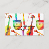 Muziekleraar gitaar leraar piano lerarenles visitekaartje (Voorkant)