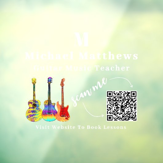 Muziekleraar Gitaarlessen QR-code Raamsticker (Vel 3)