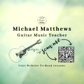 Muziekleraar Gitaarlessen Reclame QR-code Raamsticker (Vel 3)