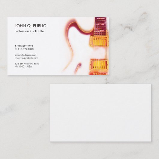 Muziekleraar Gitaarlessen Zijde Afwerking Luxe Visitekaartje (Voorkant / Achterkant)