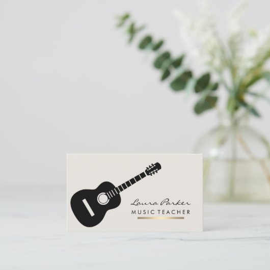 Muziekleraar gitaarspeler Gold Visitekaartje (Staand voorkant)