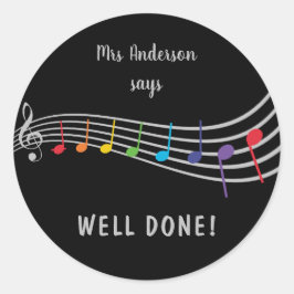 Muziekleraar Goed gedaan Regenboog Notities Beloni Ronde Sticker