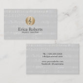 Muziekleraar Gold Clef Logo Elegant Musical Visitekaartje (Voorkant / Achterkant)