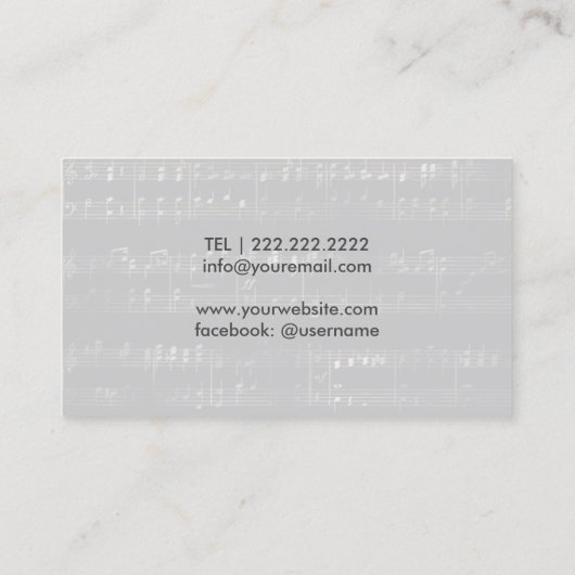 Muziekleraar Gold Clef Logo Elegant Musical Visitekaartje (Achterkant)