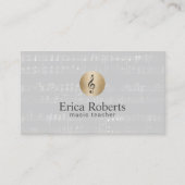 Muziekleraar Gold Clef Logo Elegant Musical Visitekaartje (Voorkant)