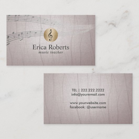 Muziekleraar Gold Clef Logo  Musical Visitekaartje (Voorkant / Achterkant)