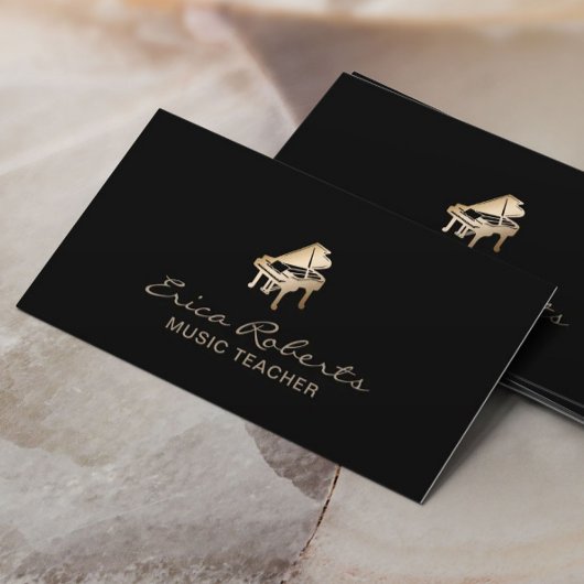 Muziekleraar Gold Piano-pictogram Classy Musical Visitekaartje