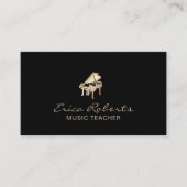 Muziekleraar Gold Piano-pictogram Classy Musical Visitekaartje (Voorkant)