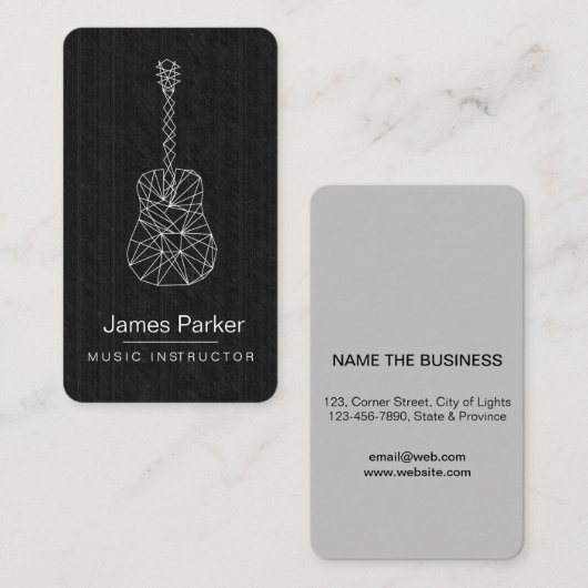 Muziekleraar Guitar Logo minimalist muzikant Wood Visitekaartje (Voorkant / Achterkant)