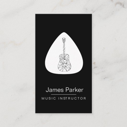 Muziekleraar Guitar Logo minimalist Visitekaartje (Voorkant)