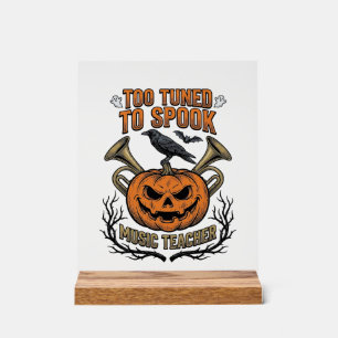Muziekleraar Halloween Pompoen Graveren Shirt De Acryl Bord