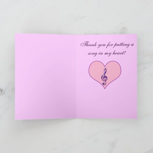 Muziekleraar Hartwaardering Bedankkaart (Binnen)